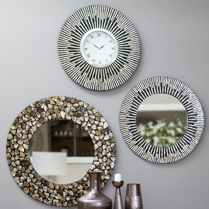 Palu Black and Natural Shell Wall Clock