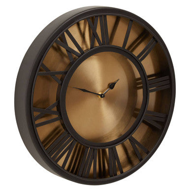 Mateo Black and Antique Gold Small Wall Clock