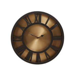 41cm Dia Black and Antique Gold Small Wall Clock | Mateo