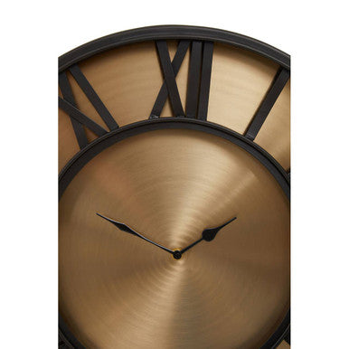 Mateo Black and Antique Gold Large Wall Clock