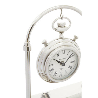 Hampstead Small Silver And Antique Brass Mantel Clock - Image 5