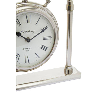 Hampstead Large Silver And Antique Brass Mantel Clock