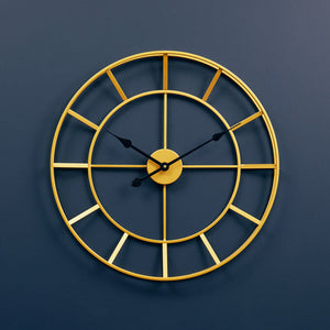 60cm Dia Large Gold Finish Metal Wall Clock | Kent