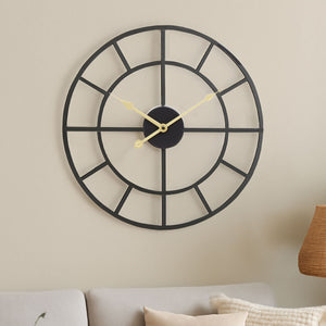 40cm Dia Small Black Finish Metal Wall Clock | Kent