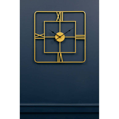 Kent Small Gold Finish Square Wall Clock
