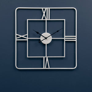 Large Silver Finish Square Wall Clock | Kent