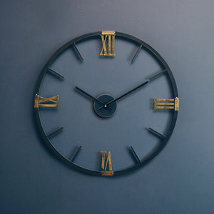 70cm Dia Round Black Metal Wall Clock | Kent