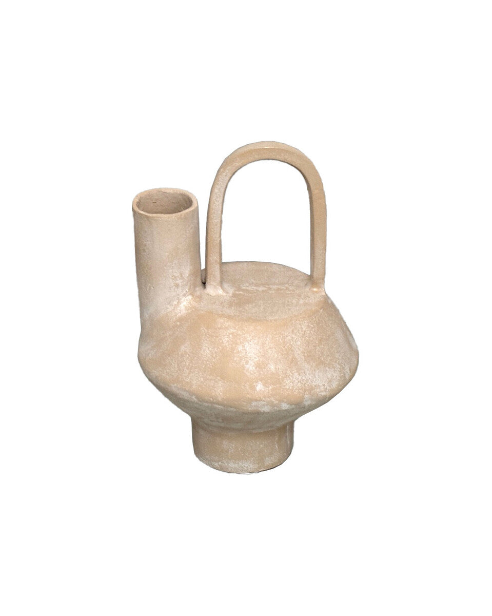 Densita Small Textured Beige Whitewash Vase - Image 5