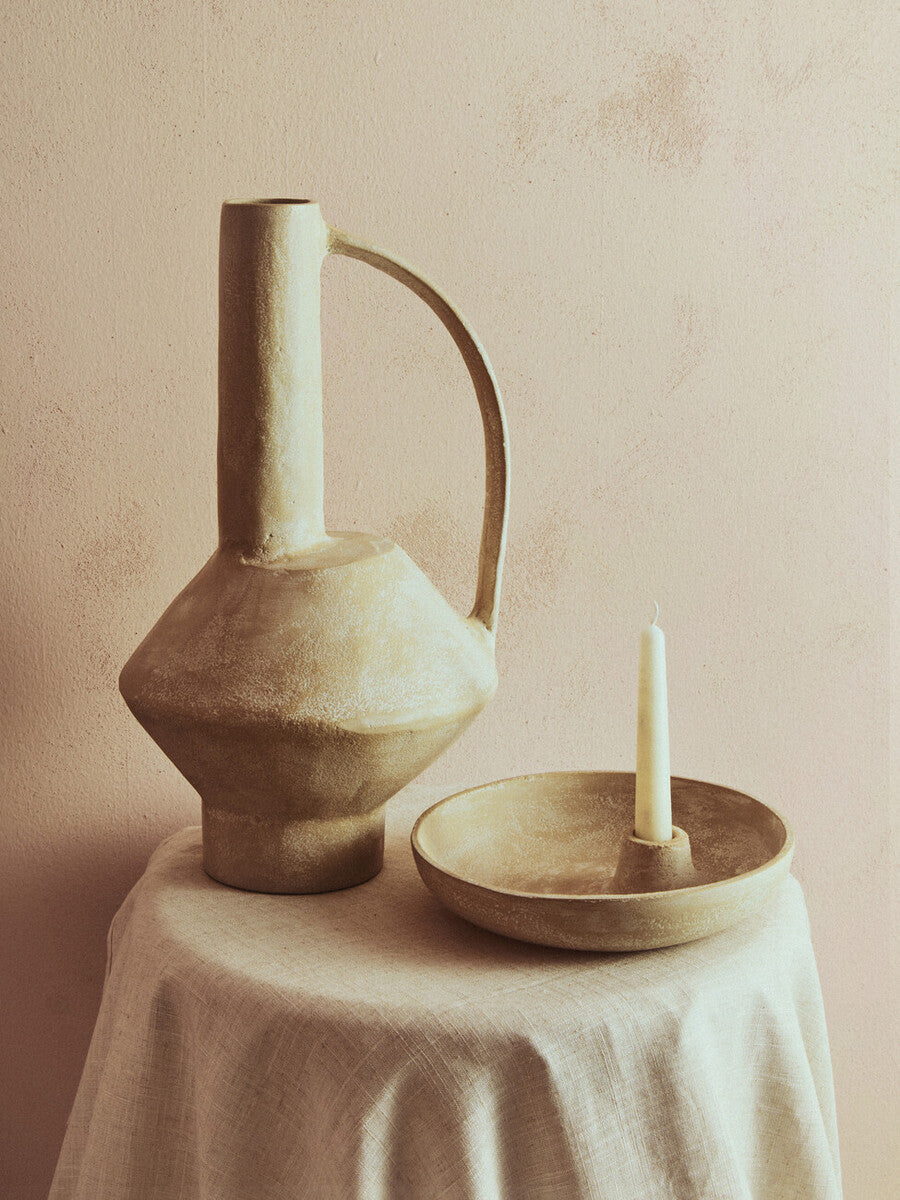 Densita Large Textured Beige Whitewash Vase