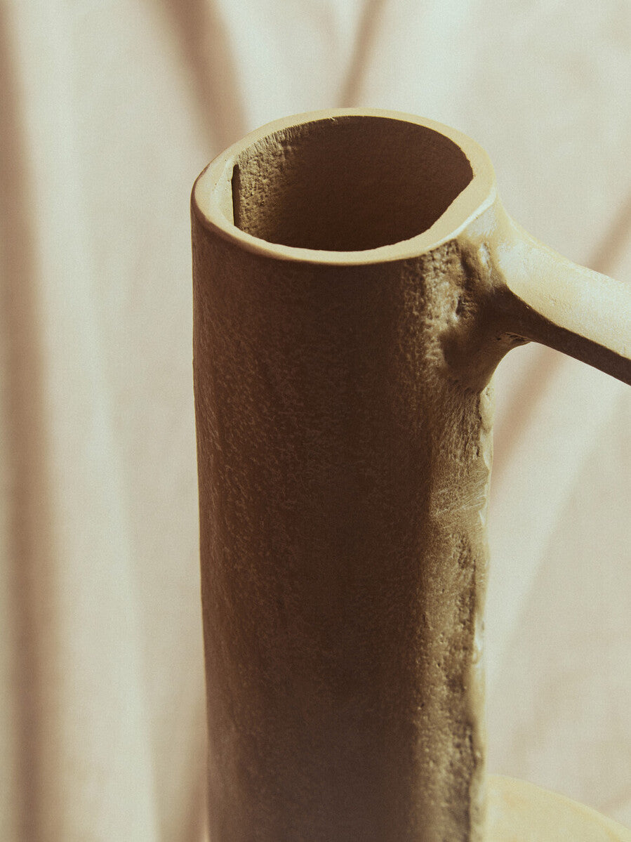 Densita Large Textured Beige Whitewash Vase