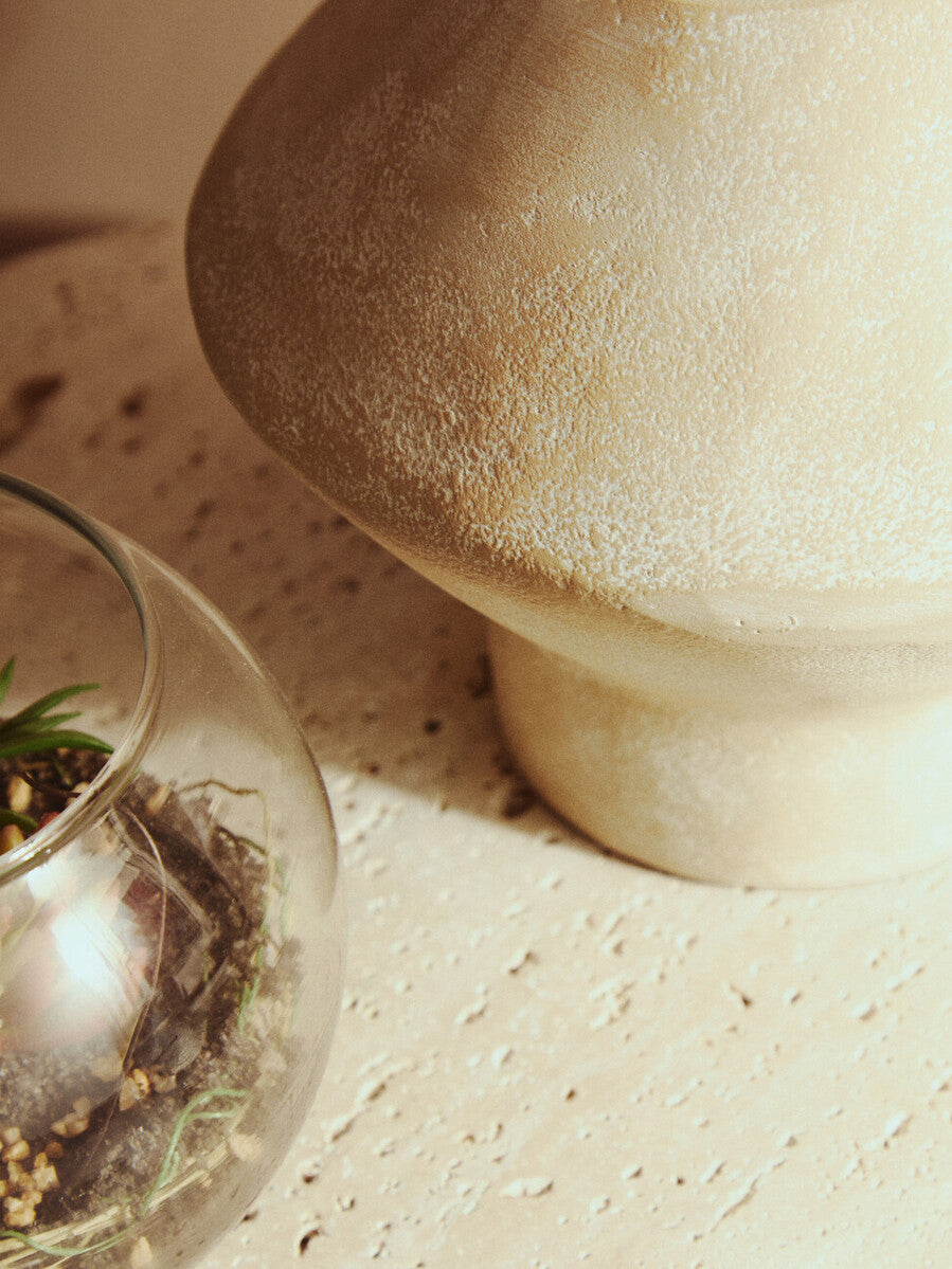 Densita Large Textured Beige Whitewash Vase