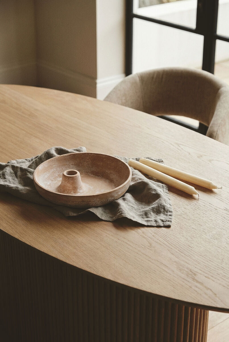 Textured Beige Whitewash Candle Holder | Densita