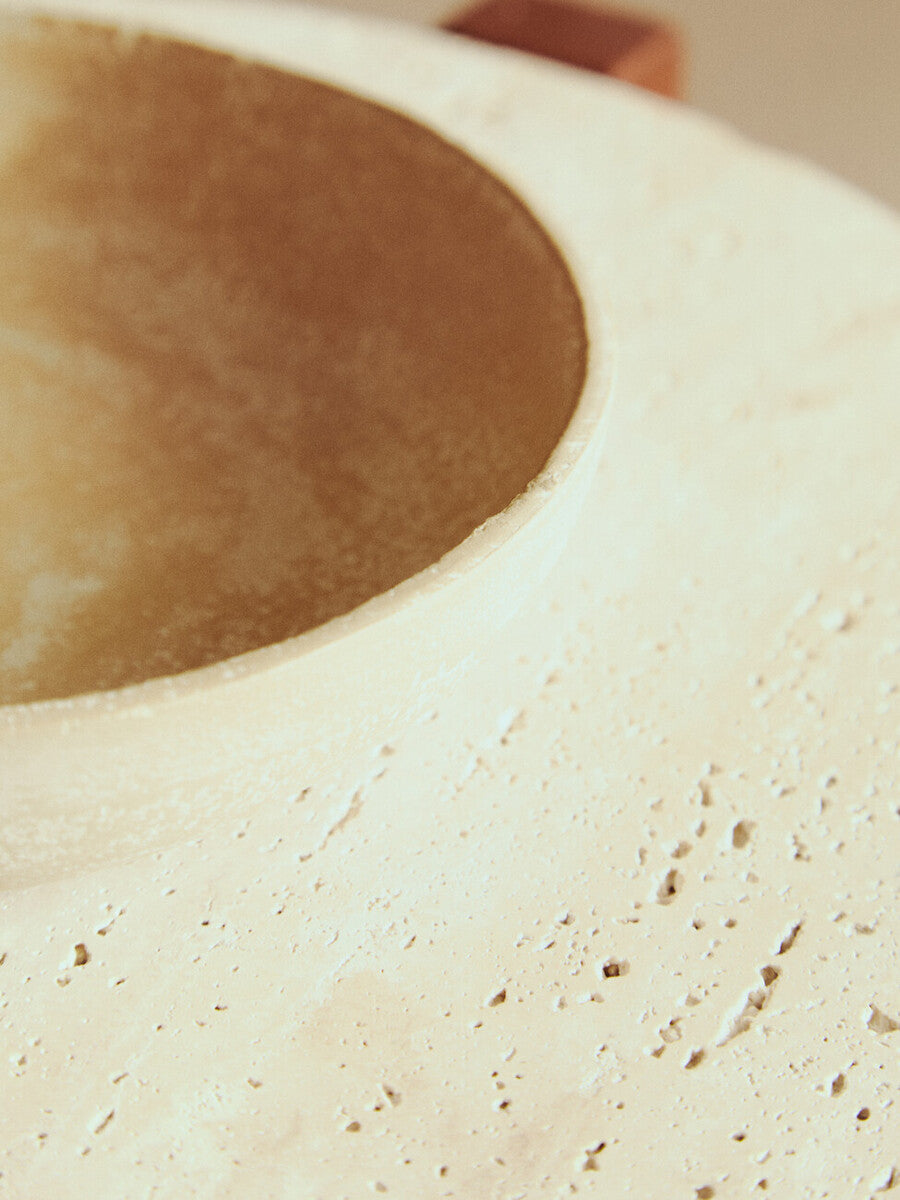 Densita Textured Beige Whitewash Candle Holder