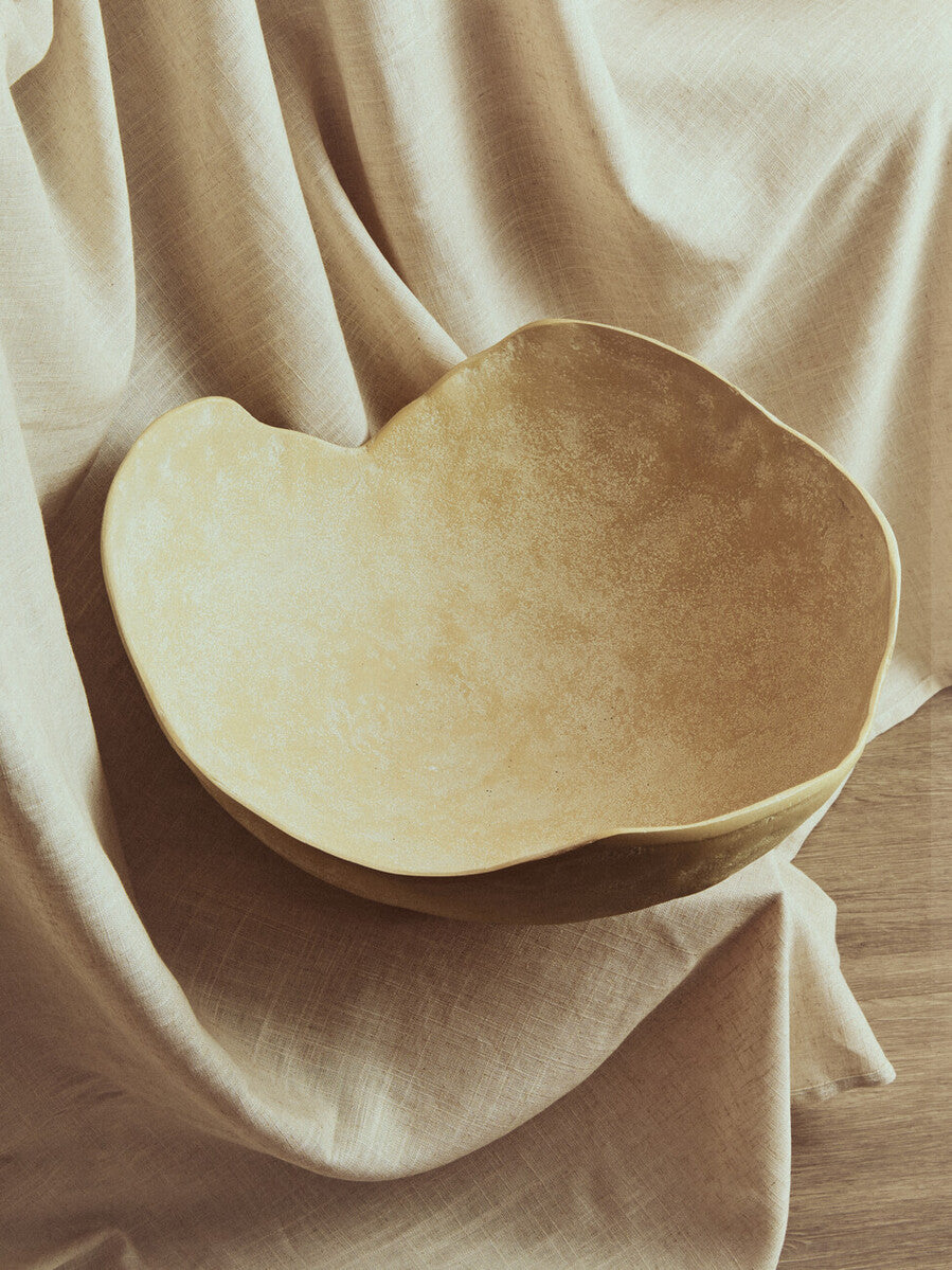 Densita Large Textured Beige Whitewash Bowl