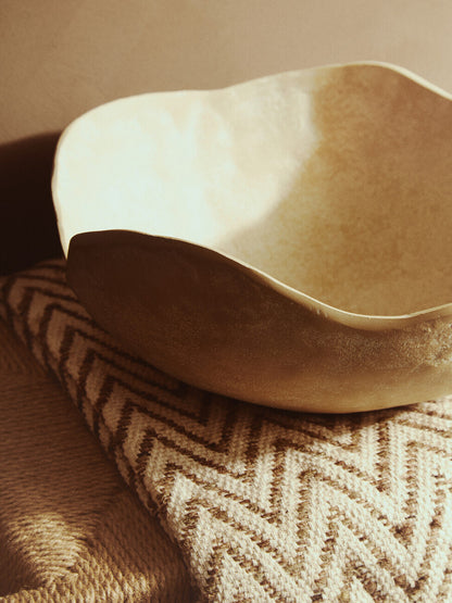 Densita Large Textured Beige Whitewash Bowl