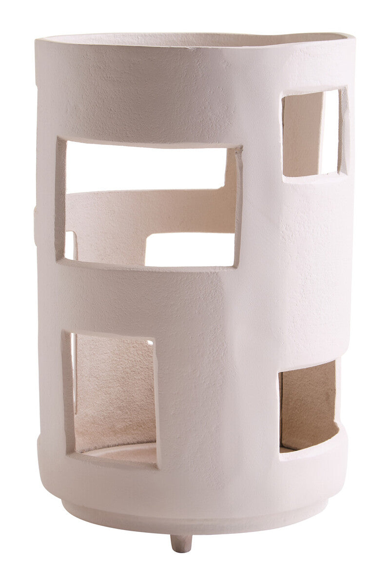 Prato Small Textured Cream Candle Holder