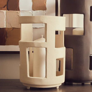 Small Textured Cream Candle Holder | Prato