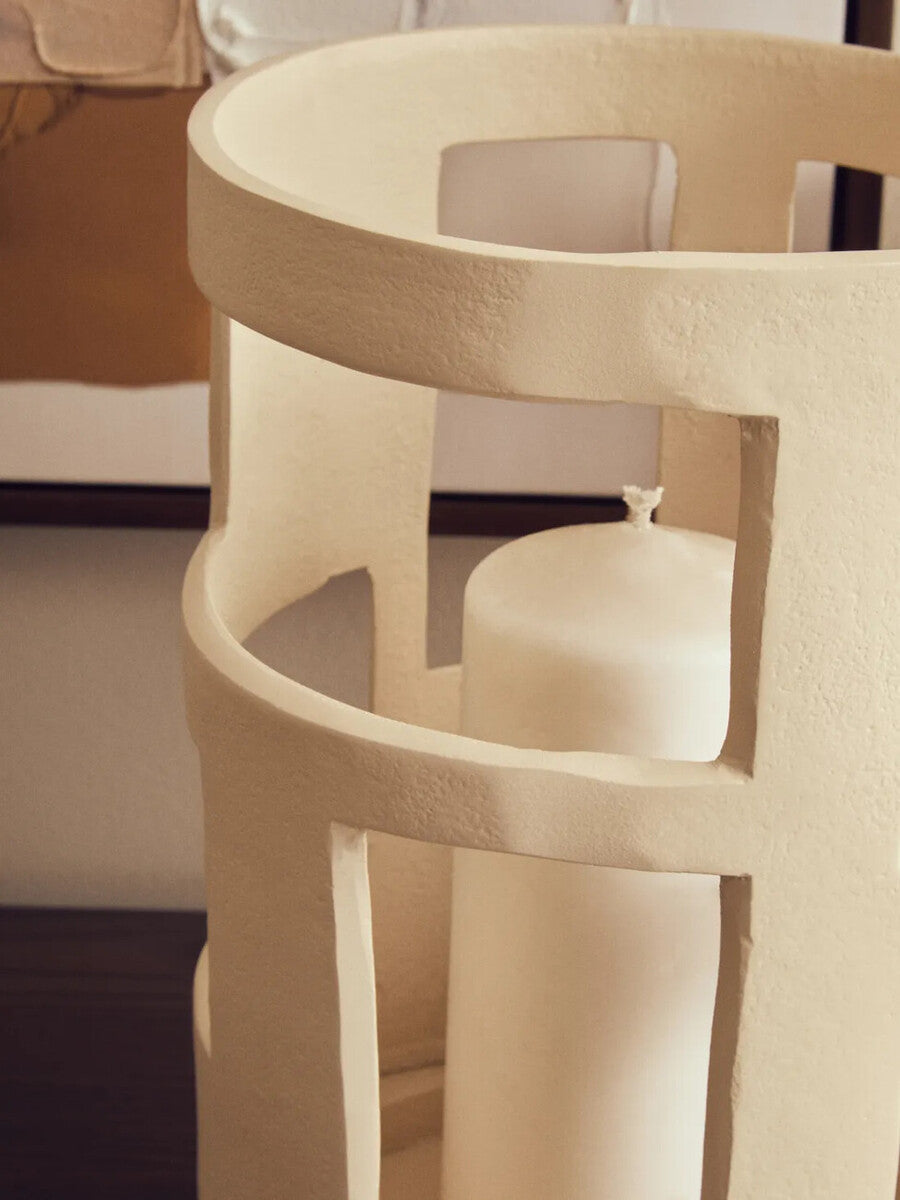 Prato Small Textured Cream Candle Holder