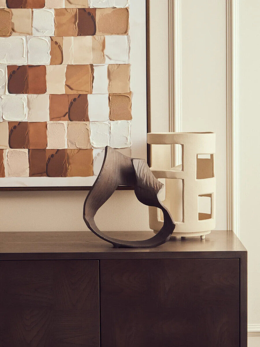 Prato Small Textured Cream Candle Holder