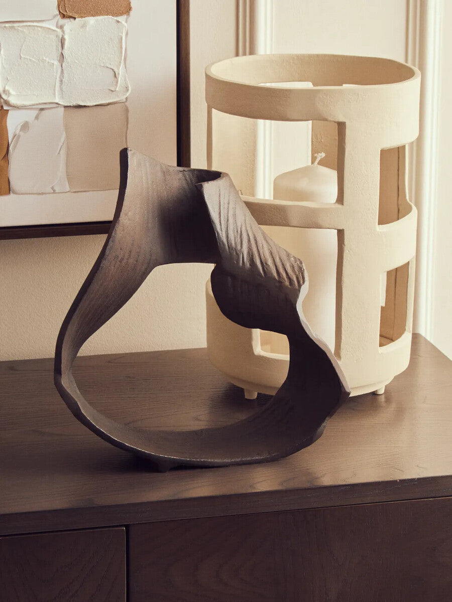 Prato Small Textured Cream Candle Holder