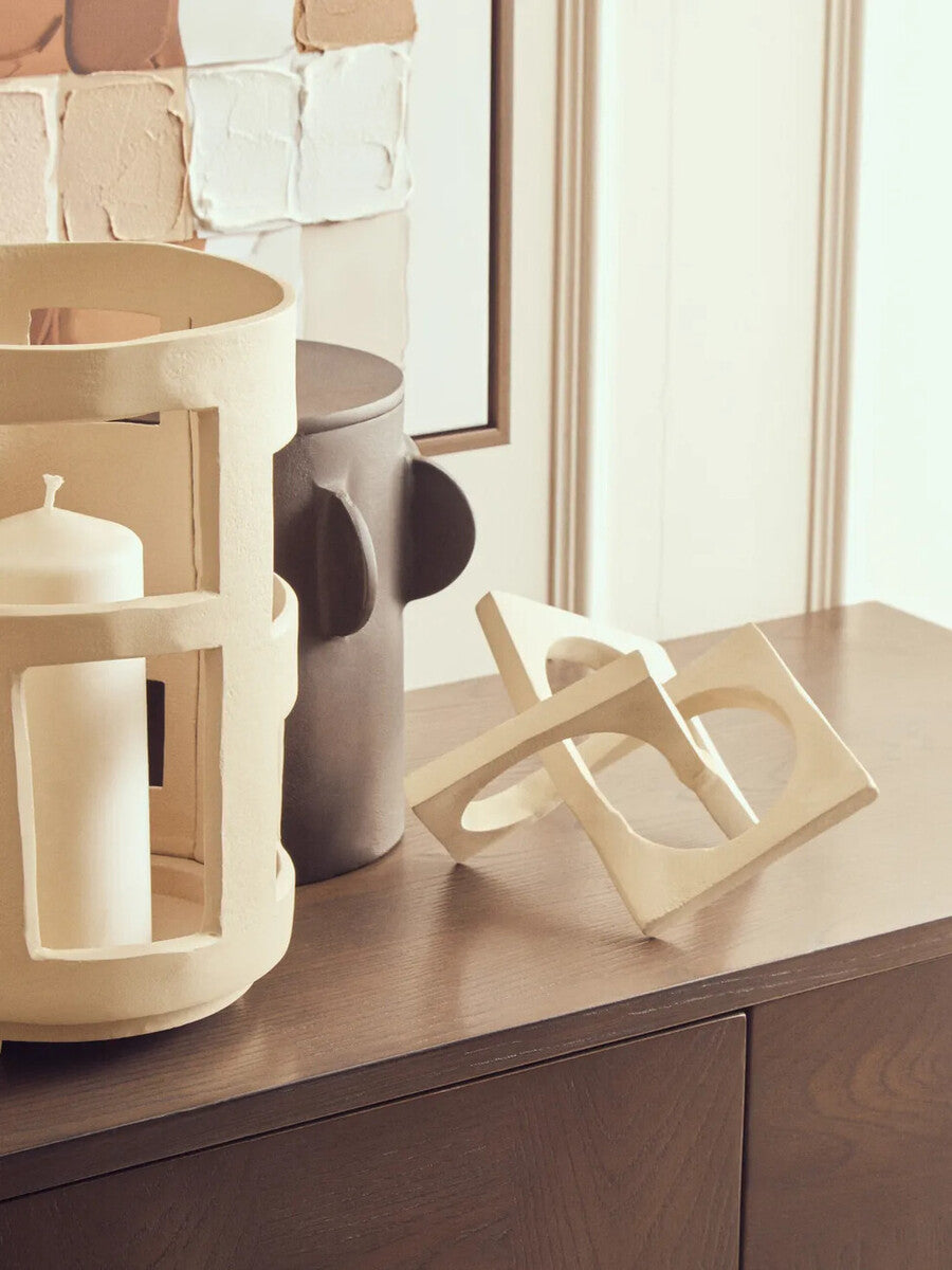 Prato Small Textured Cream Candle Holder