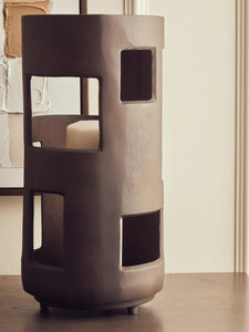 Prato Large Textured Brown Candle Holder