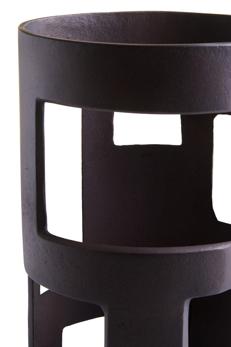 Prato Large Textured Brown Candle Holder