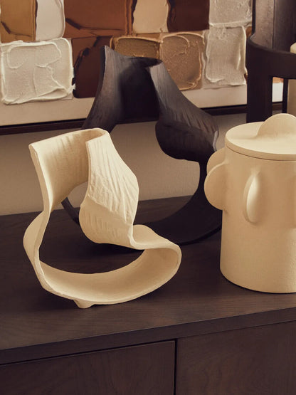 Prato Small Cream Abstract Swirl Sculpture