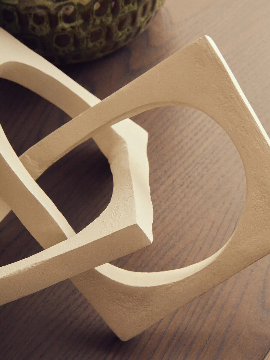 Prato Cream Finish Square Knot Sculpture