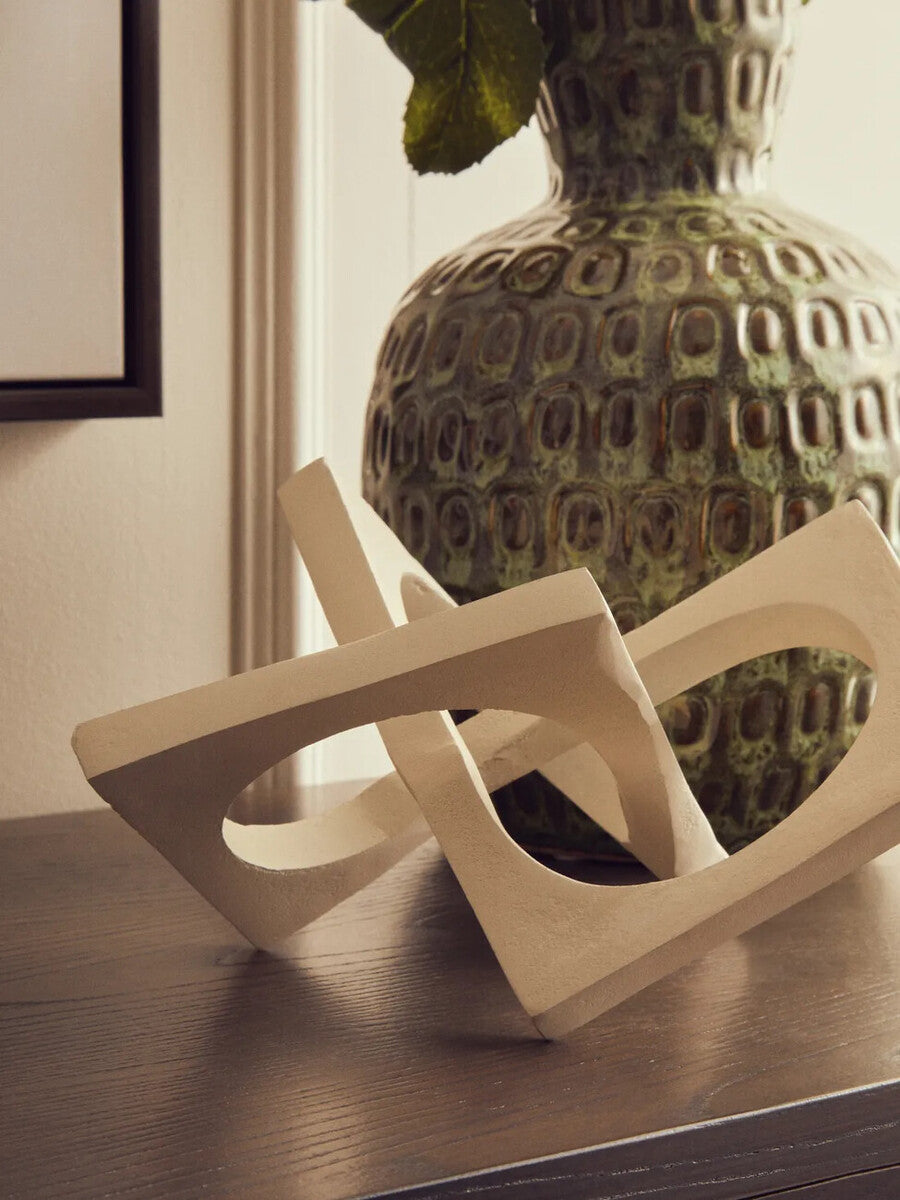 Prato Cream Finish Square Knot Sculpture