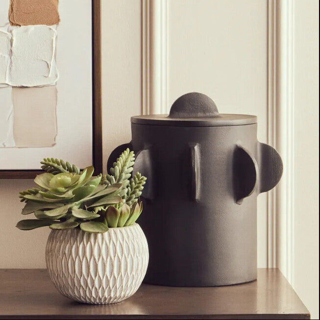 Prato Large Round Textured Black Box