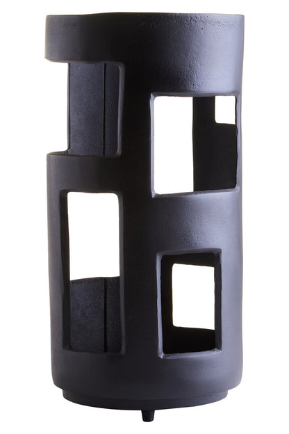 Prato Large Textured Black Candle Holder