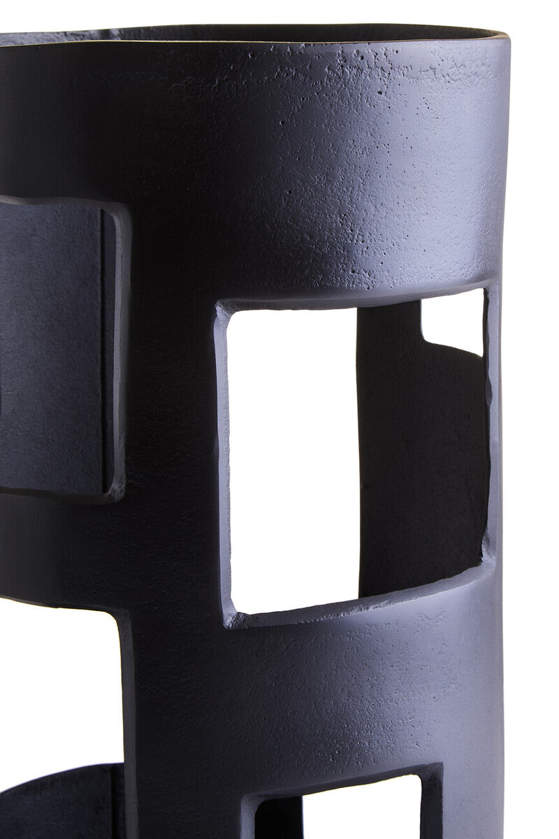 Prato Large Textured Black Candle Holder