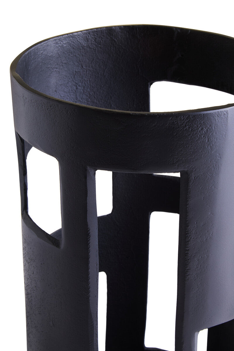 Prato Large Textured Black Candle Holder