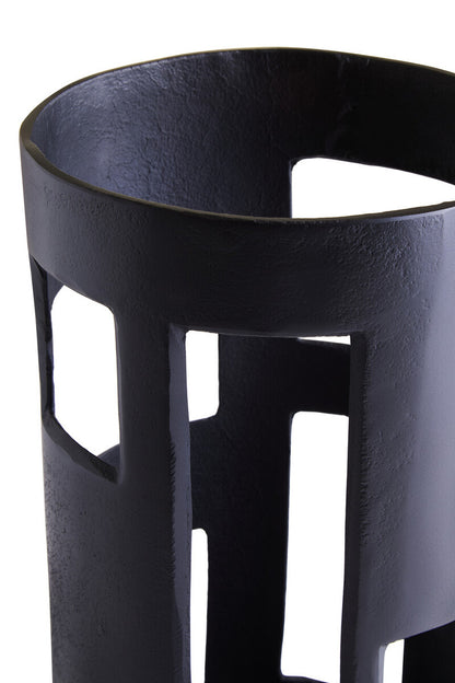 Prato Large Textured Black Candle Holder