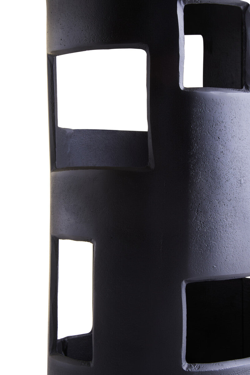 Prato Large Textured Black Candle Holder