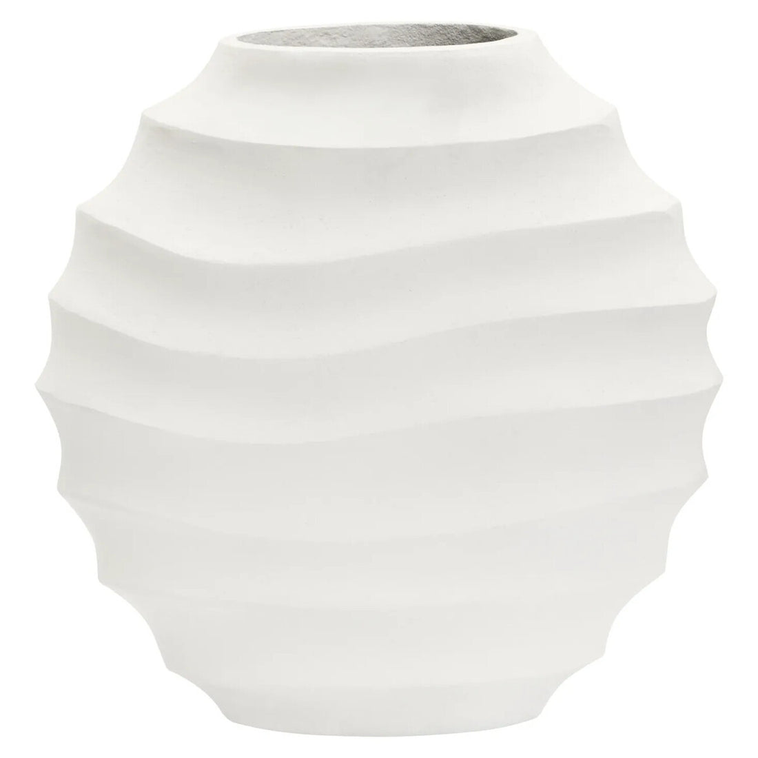 Mira Small Ivory Finish Rippled Round Vase
