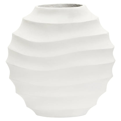 Mira Small Ivory Finish Rippled Round Vase