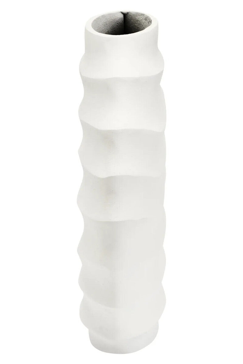 Mira Small Ivory Finish Rippled Round Vase