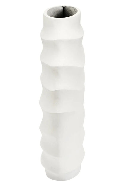 Mira Small Ivory Finish Rippled Round Vase