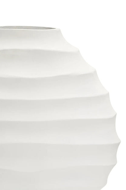 Mira Large Ivory Finish Rippled Round Vase