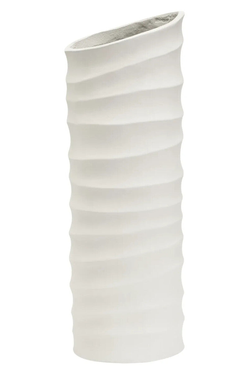Mira Large Ivory Finish Rippled Vase