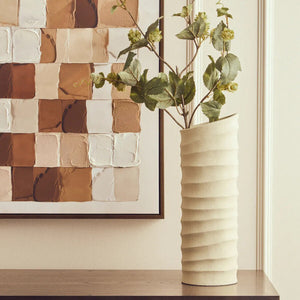 Large Ivory Finish Rippled Vase | Mira