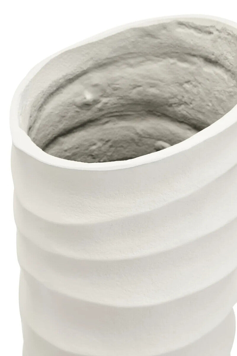 Mira Large Ivory Finish Rippled Vase