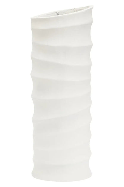 Mira Small Ivory Finish Rippled Vase