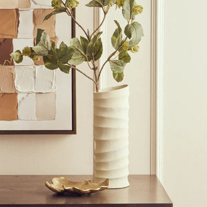 Small Ivory Finish Rippled Vase | Mira
