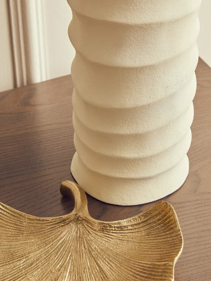 Mira Small Ivory Finish Rippled Vase