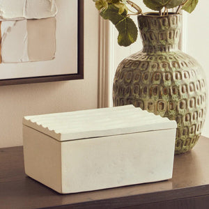Large Ivory Finish Rippled Box | Mira