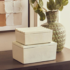 Small Ivory Finish Rippled Box | Mira