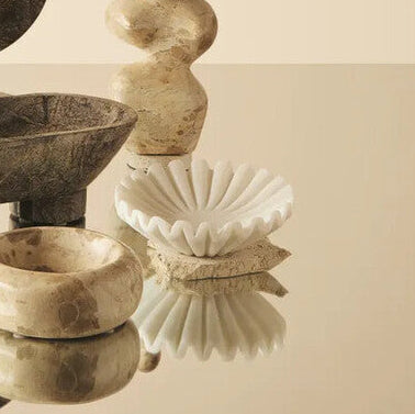 Savio White Fluted Marble Trinket Bowl